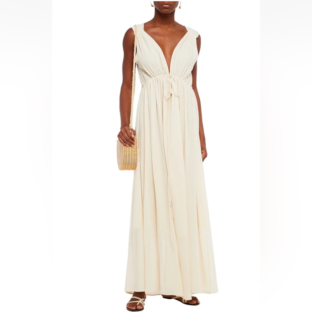 LOUP CHARMANT SIRENA Gathered Cotton Maxi Sleeveless Lined Dress M-SEE DESCRIP.